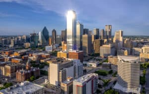 Dallas Texas skyline where Charitable Movers provides moving services.