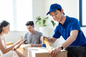Professional movers providing a packing service in Dallas TX for a residential move